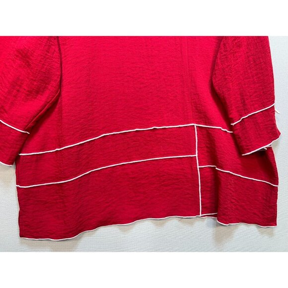 Ali Miles Women's Office Oversized Tunic Top Long Sleeve Size 1X Red Lightweight - Picture 6 of 12